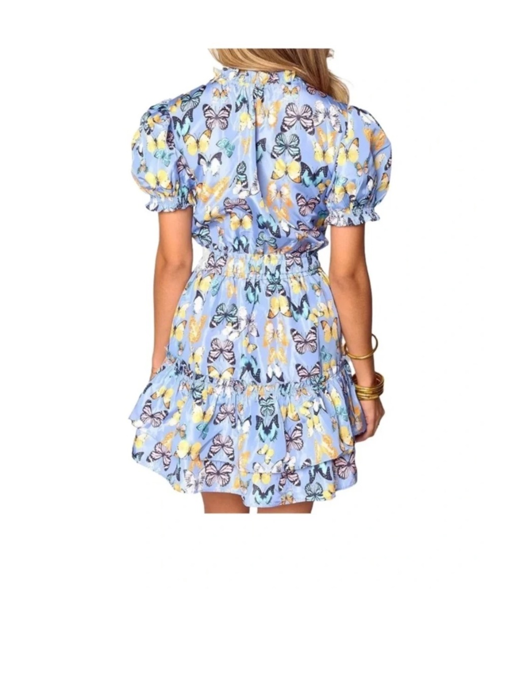 Buddy Love Women's Light Blue Butterfly Print Short Dress - Picture 2 of 8